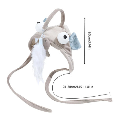 Head Mounted Cat Toy Teaser Cat Stick Cute Pet Headgear Feather Funny Cat Stick Cat Teasing Stick Interactive Cat Teaser Toy