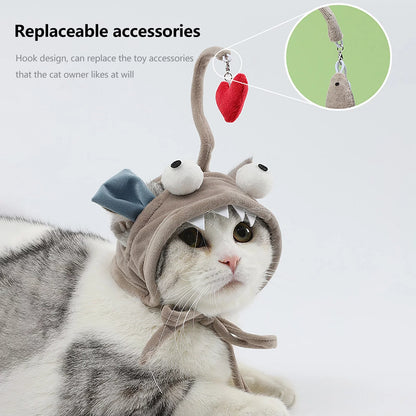 Head Mounted Cat Toy Teaser Cat Stick Cute Pet Headgear Feather Funny Cat Stick Cat Teasing Stick Interactive Cat Teaser Toy